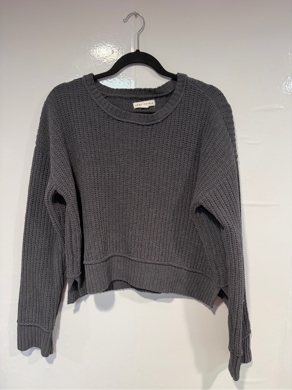 Cozy Gray Aeropostale Waffle-Knit Women's Sweater